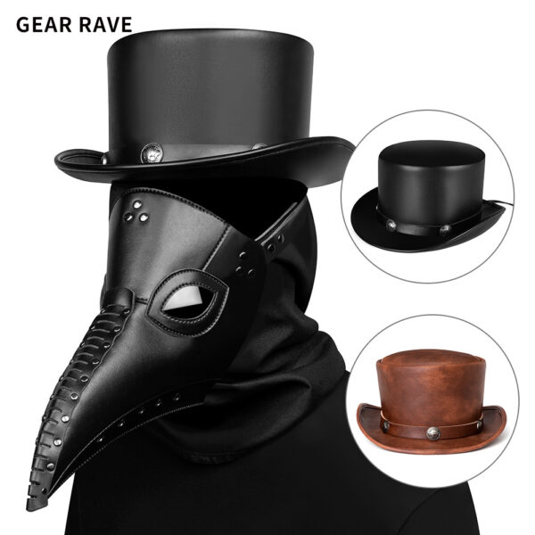 Halloween Steampunk Leather Top Hat-HT059