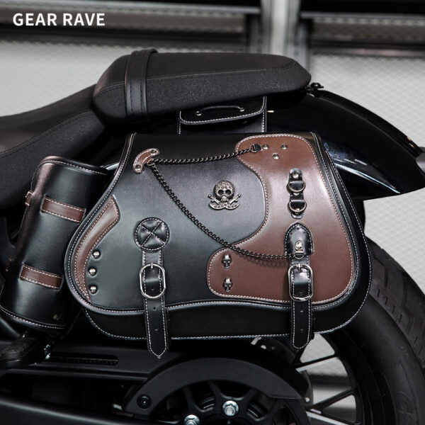 Vintage Large Space Leather Motorcycle Saddle Bags-BG360