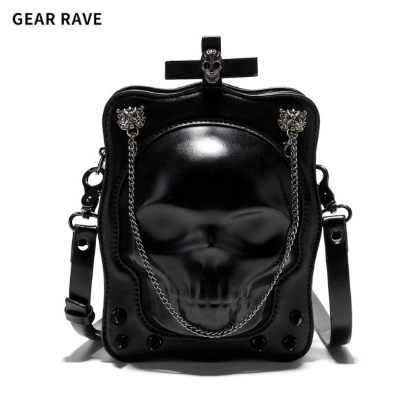 Skull Women Single Shoulder Crossbody Bag Gothic Style Mini Square Bag