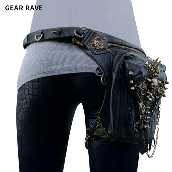 2025 New Steampunk Waist Bag Skull Leg Bag Single Shoulder Crossbody Bag Women Mobile Phone Waist Bag
