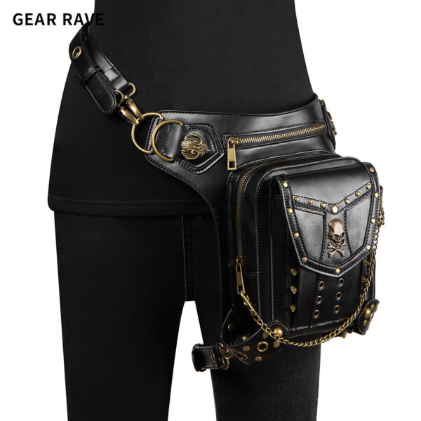 women shoulder bag skull rivet messenger bag mobile phone waist bag