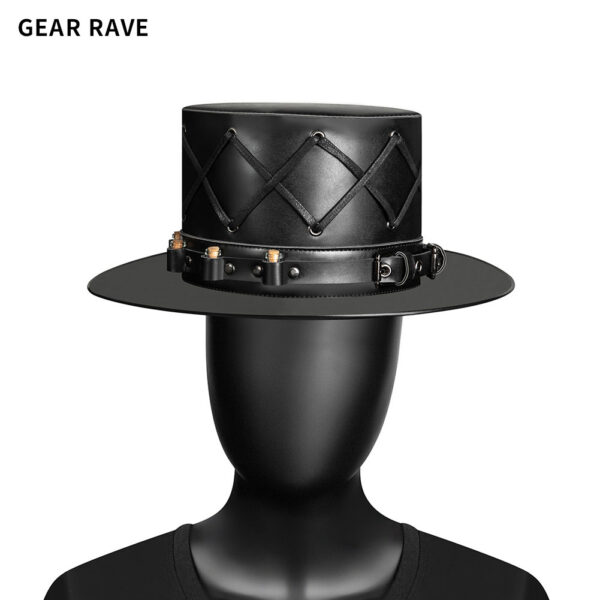 Halloween Steampunk Leather Top Hat-HT016