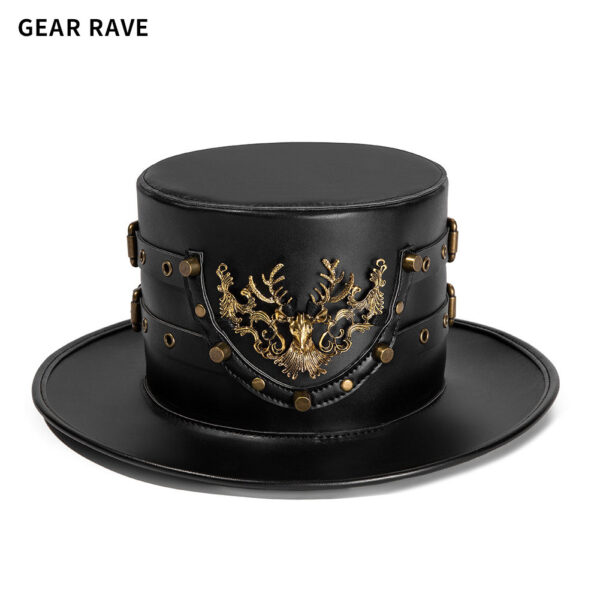 Halloween Steampunk Leather Top Hat-HT021
