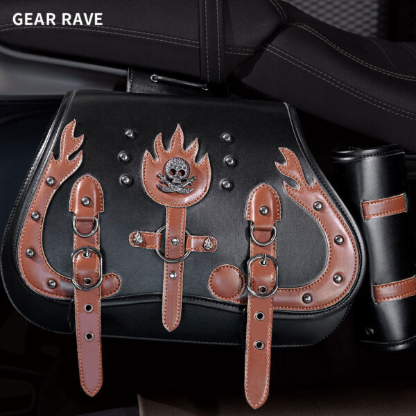 Vintage Large Space Leather Motorcycle Saddle Bags-BG368
