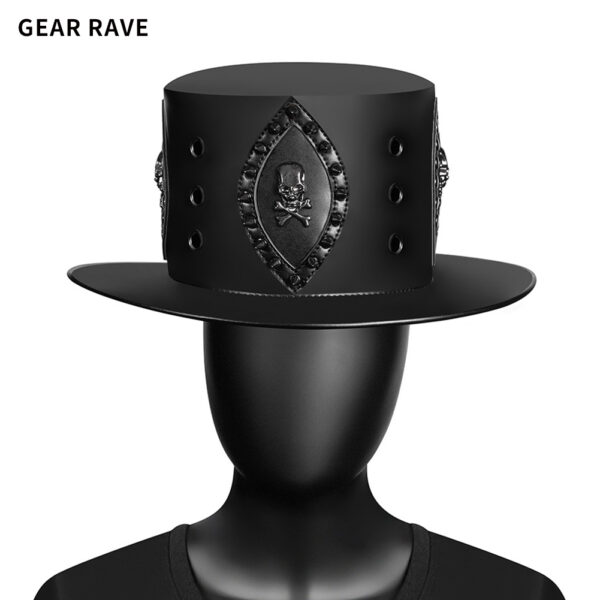 Halloween Steampunk Leather Top Hat-HT014