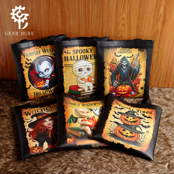 Halloween Printed PU Leather Reusable Shopping Bag-BG415-BG450