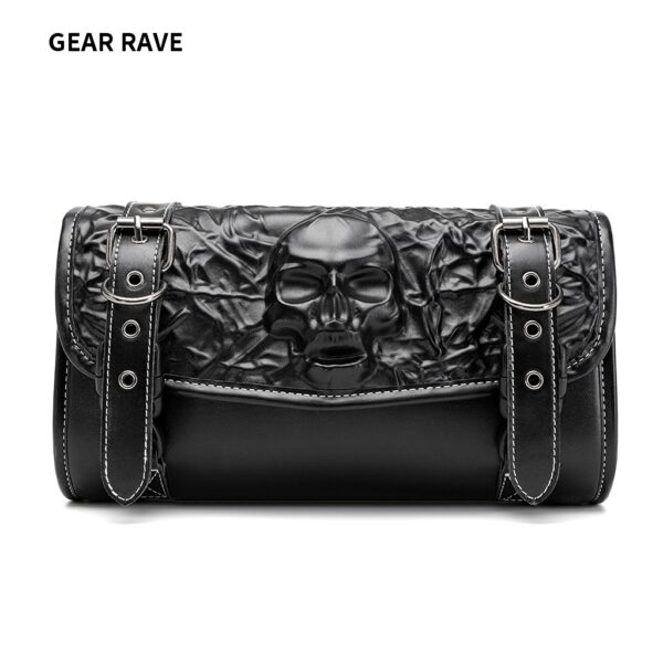 Cross-border TEMU hot sale in Europe and America Harley motorcycle front bag PU leather gothic punk skull head side bag equipment BG408