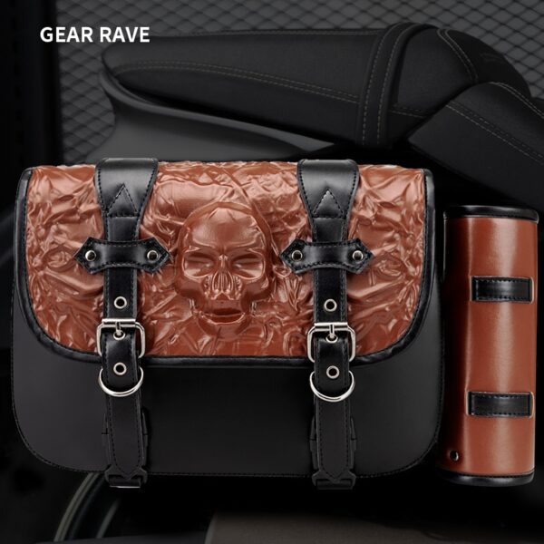 PU leather color contrast patchwork Harley Prince cruise side bag personality retro punk motorcycle modification pack cross-border hot sale BG414