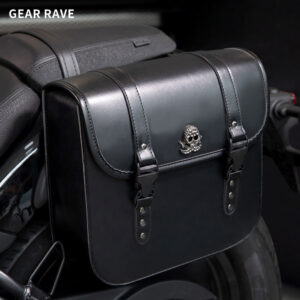 Steampunk Large Space Skull Leather Motorcycle Saddle Bags-BG341
